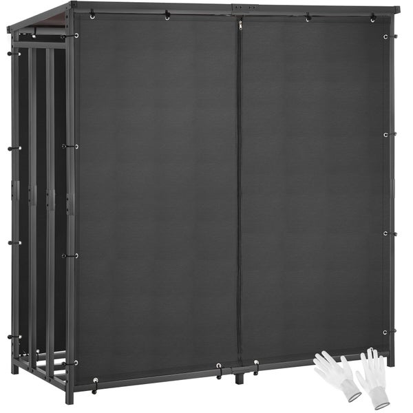 Kaminholzregal von tectake mit Dach aus Metall zur Brennholzlagerung im Freien