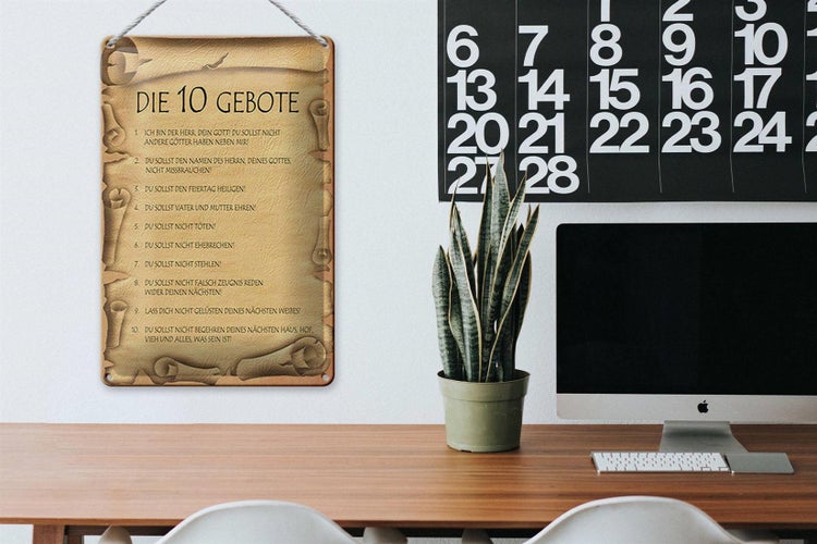 Blechschild Spruch 20x30cm die 10 Gebote Gottes bin Herr