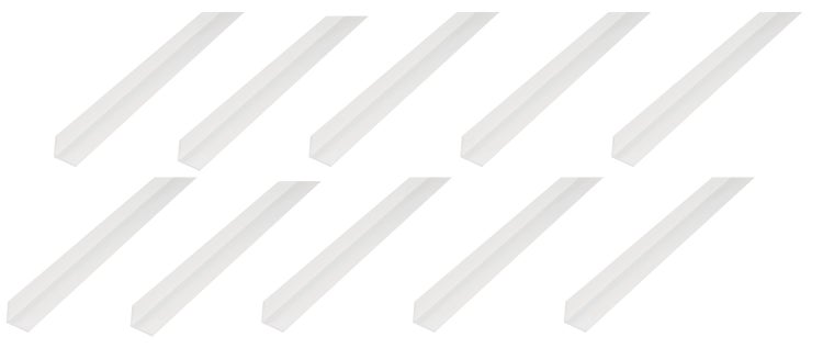 Set aus zehn Kunststoff Eckleisten für den Innenausbau und Kantenschutz