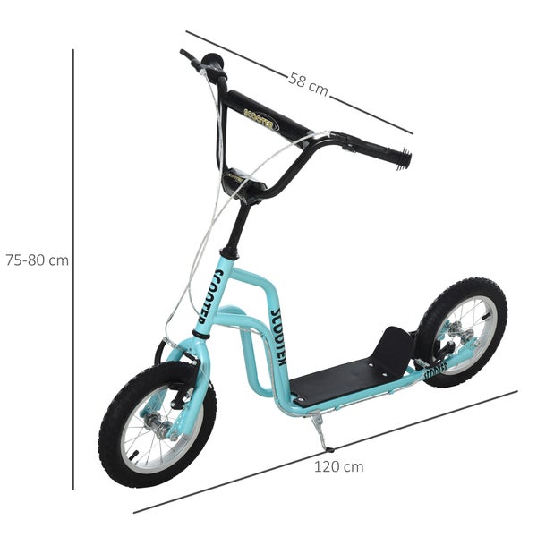 HOMCOM Kinderroller, 120L x 58B x 75-80H cm, Stahl, Aluminium, Gummi, Blau