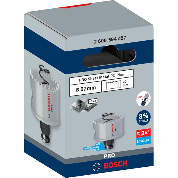 Bosch Pro Sheet Metal PC Plus Lochsäge, Durchmesser 57 Millimeter, Verpackung