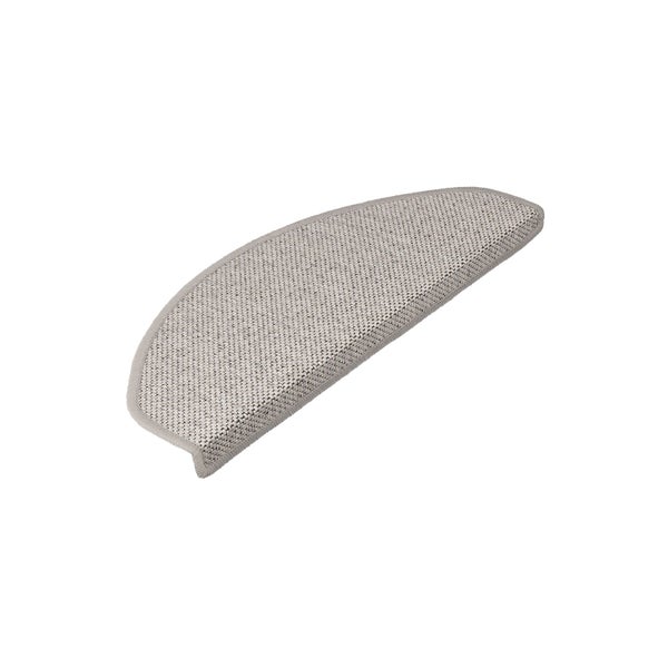 FLOORDIREKT Stufenmatte Sabang - Sisaloptik - Gekettelter Rand & Selbstklebend - Silber - 23,5 x 65 cm - Halbrund