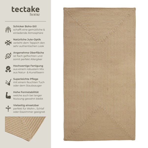 Geflochtener Teppich tectake strapazierfähig und pflegeleicht verschiedene Größen 80 x 150 cm
