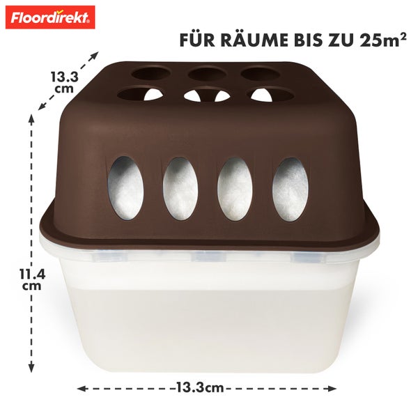 FLOORDIREKT Luftentfeuchter im 4er Set - Nachfüllbare & wiederverwendbare Raumentfeuchter - Hava - Braun