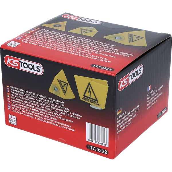 KS Tools Dachaufsteller mit Blitzsymbol und Saugknopf in der Verpackung