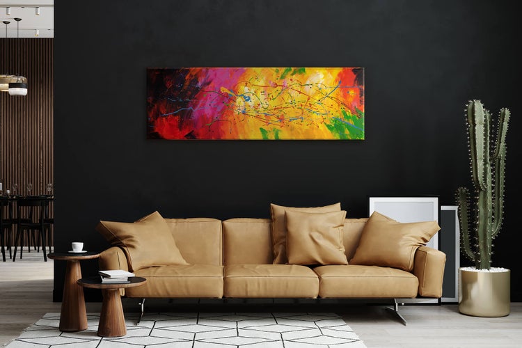 Handgemaltes Gemälde Acrylfarbe 150x50cm Bunt