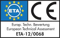 Europaeische Technische Bewertung ETA 12/0068 als technisches Pruefzeichen fuer Bauprodukte