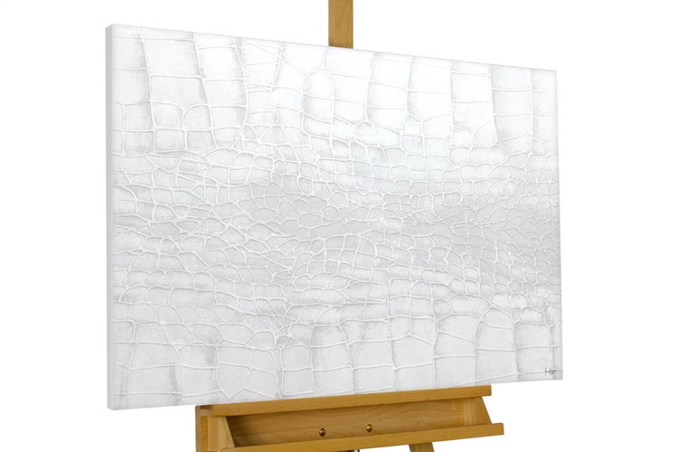 Handgemaltes Gemälde Acrylfarbe 100x75cm Weiß