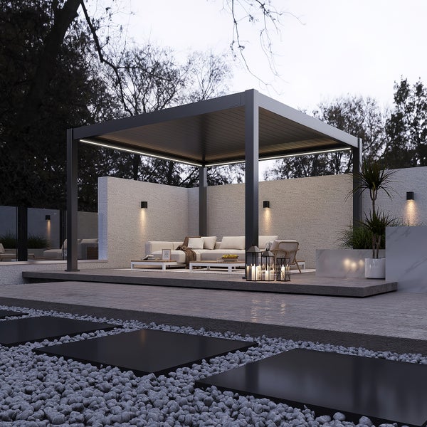 Weide Elektrische Deluxe Plus Aluminium  Pergola 4 x 4 M mit LED