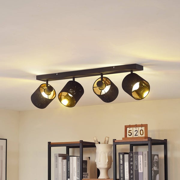 Lindby Deckenlampe Vasilia (Modern) in Schwarz aus Textil (4 flammig, E14) - Deckenleuchte Lampe Wohnzimmerleuchte