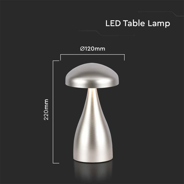 LED-Tischleuchte mit den Maßen 220 mm Höhe und 120 mm Durchmesser