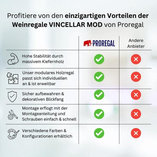 PROREGAL Modulares Weinregal Vincellar Mod HxBxT 60 x 60 x 30 cm Kreuz Modul Für 40 Flaschen Massives Kiefernholz Braun Geölt