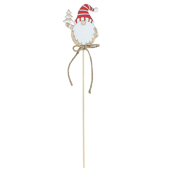 Gartendeko-Stecker mit Zwergfigur und Weihnachtsbaum aus Holz