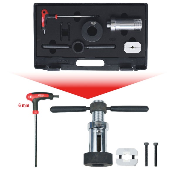 KS TOOLS Stoßdämpfer-Montagehilfe-Satz für Stoßdämpfer mit Zuganschlagfeder 7tlg. - 150.9545