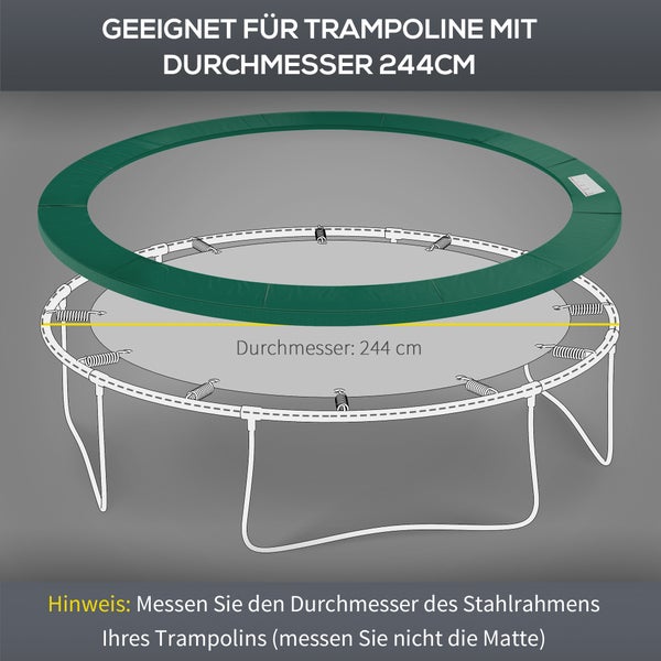 HOMCOM Trampolin Randabdeckung Sicherheitsnetz Wetterplane Leiter Randabdeckung: Ø 244cm Grün