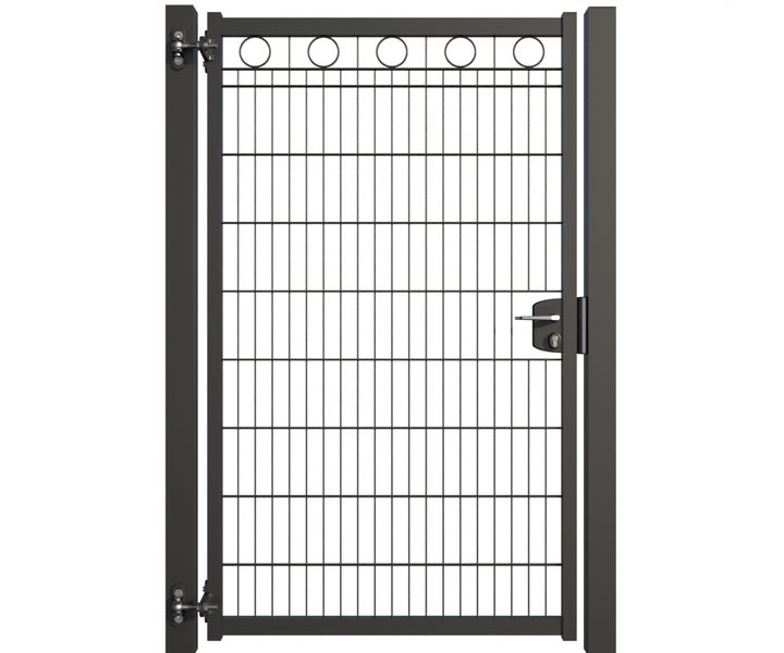 Metallzauntor mit horizontalen und vertikalen Streben