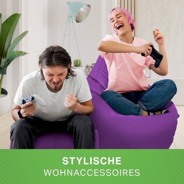 Green Bean 2er Set Sitzsack + Hocker - fertig befüllt - robust waschbar schmutzabweisend - Kinder & Erwachsene Bean Bag Bodenkissen Lounge Sitzhocker Relax-Sessel Gamer Gamingstuhl Pouf - Violett