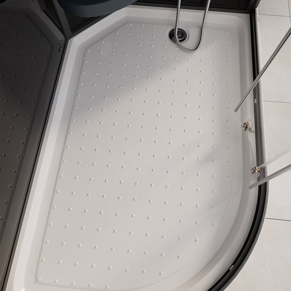 Home Deluxe - Komplettdusche BLACK PEARL - Maße: 120 x 80 cm Links - inkl. Regendusche, Radio und ZubehörI Duschtempel Fertigdusche, Dusche, Duschtempel