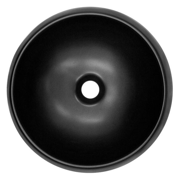 ML-Design Waschbecken aus Keramik in Schwarz matt Ø 400 x 155 mm mit Ablaufgarnitur, Runde Aufsatzwaschbecken, Moderne Waschtisch, Waschschale Waschplatz Handwaschbecken, für Badezimmer / Gäste-WC