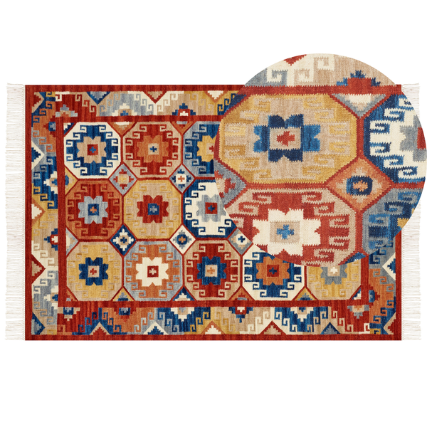 Teppich LUSARAT Bunt 160 x 230 cm Wolle Kelim