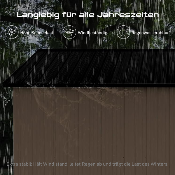 Stabile Gartenlaube mit hoher Schneelast, Windbeständigkeit und Regenwasserablauf