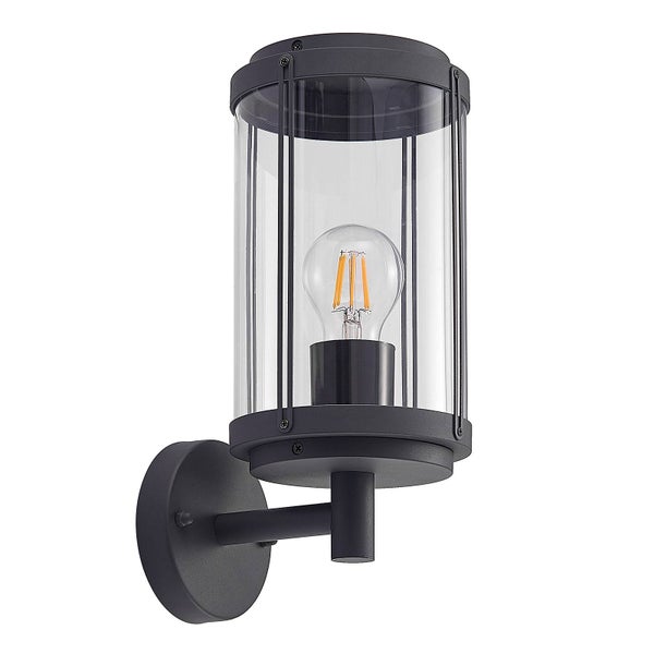 Lindby Wandleuchte außen (Laterne) Ojali (spritzwassergeschützt (Modern) in Schwarz aus Aluminium (1 flammig, E27) - Außenwandleuchten Wandlampe Led Außenlampe Outdoor für