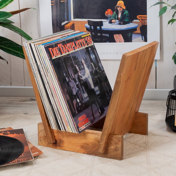 Schallplattenständer Pop Massivholz, für 40 LPs natur