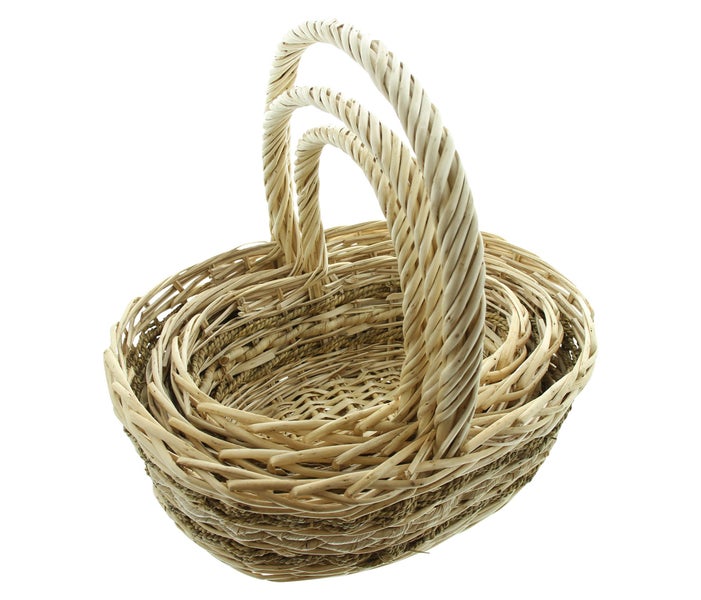FRANK FLECHTWAREN | Bügelkorb Seegras, 3er Set, WEIDE, SEEGRAS, 29 x 19 x 12cm, GH25cm, 35 x 25 x 14cm, GH31cm, 41 x 31 x 16cm, GH36cm