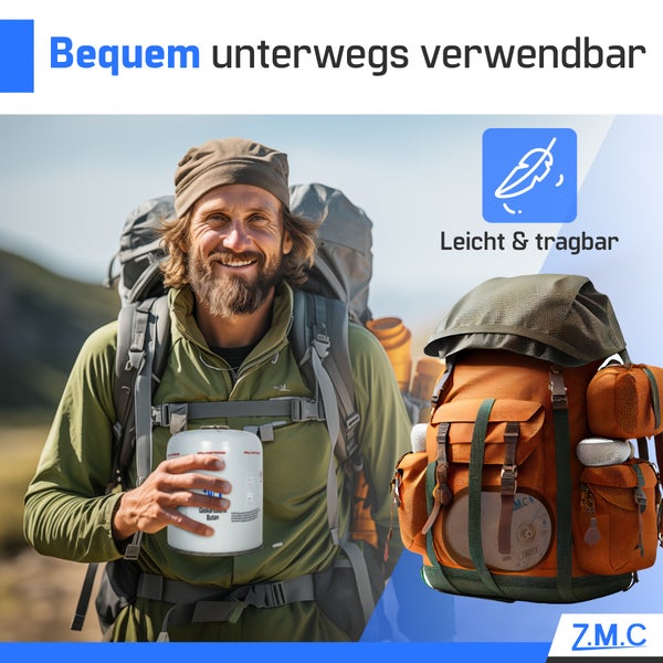 Z.M.C 12X Gaskartuschen 450g, Propan/Butan Gas 810ml, Gaskartusche EN417, Eurogewinde Schraubgewinde Anschluss, Schraubkartusche für Unkrautbrenner, Universal Druckgasdose mit Schraubventil