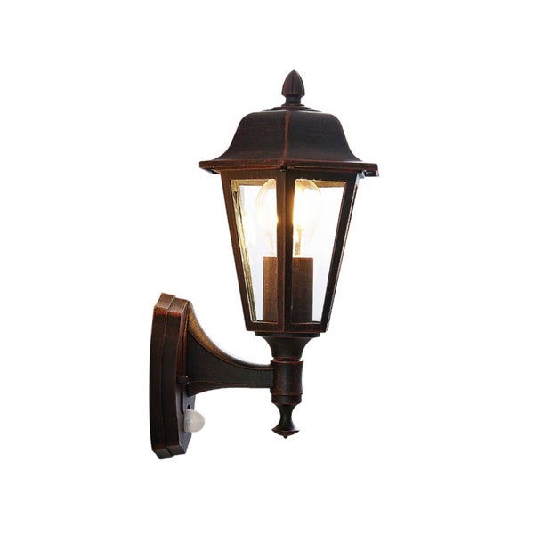 Lindby Wandlampe aussen mit Bewegungsmelder, Aussenwandleuchte Laterne IP44 Wandleuchte Finish schwarz rost Außenbeleuchtung Wand für Hof Garten Terrasse Balkon Haus