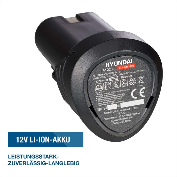 Hyundai Lithium Ionen Akku 12 Volt 2000 Milliamperestunden für Elektrowerkzeuge