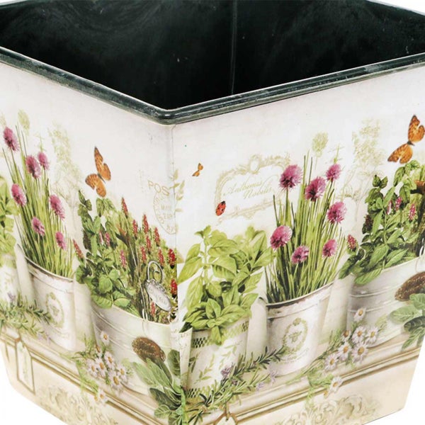 Blumenübertopf mit Pflanzen- und Schmetterlingsmotiven