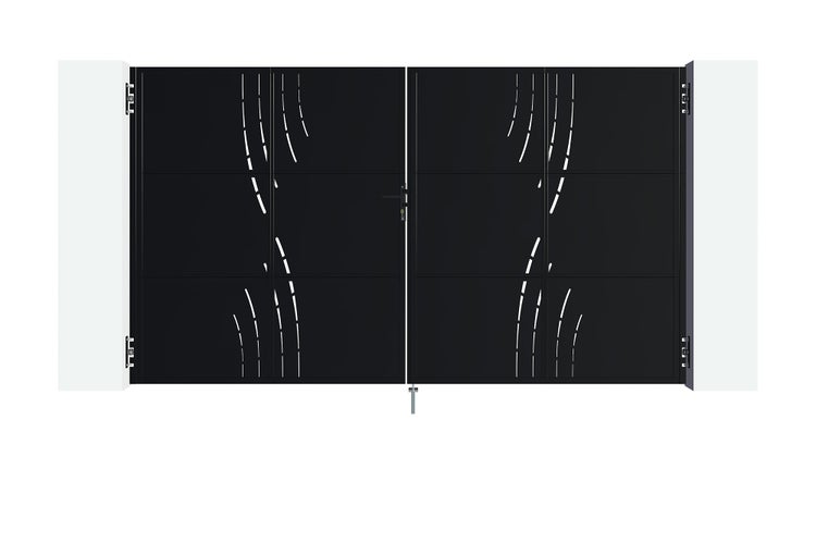 Doppelflügeltor mit dekorativen Aussparungen für den Außenbereich