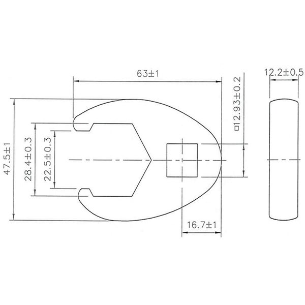 BGS Hahnenfußschlüssel Antrieb Innenvierkant 12,5 mm (1/2) SW 28 mm - 1757-28