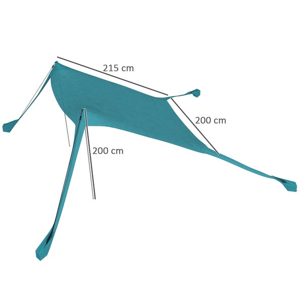 Outsunny Sonnenschutzdach, Sonnensegel Wasserdicht UV- und Wetterschutz mit Stahlstangen, für Camping, Reisen, Angeln, Picknicks, 2,15 x 2 x 2 m, Himmelblau
