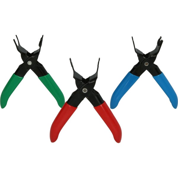 Drei Sprengringzangen mit unterschiedlichen Griffen