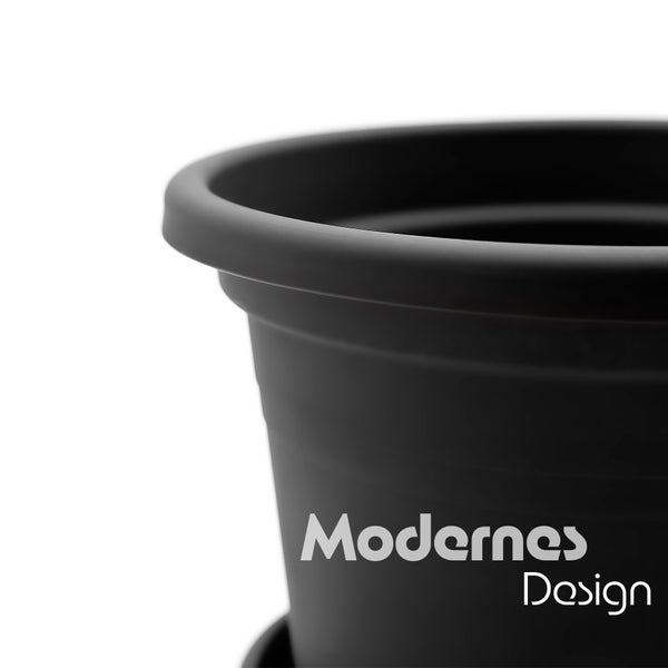 X BigDean 8 Stück Blumentopf mit Untersetzer rund ø 30 cm Anthrazit – wetterfester Pflanzkübel Made in Europe