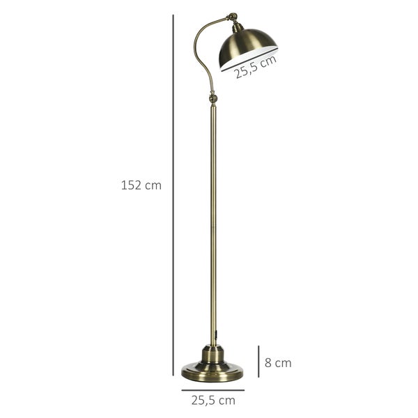 HOMCOM Stehlampe, 42L x 25,5B x 152H cm, Metall, Bronze