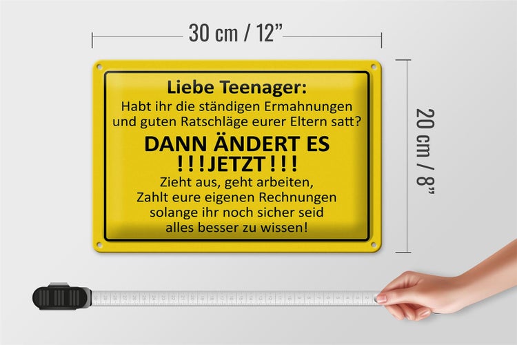 Blechschild Spruch 30x20cm Liebe Teenager -  ÄNDERT ES