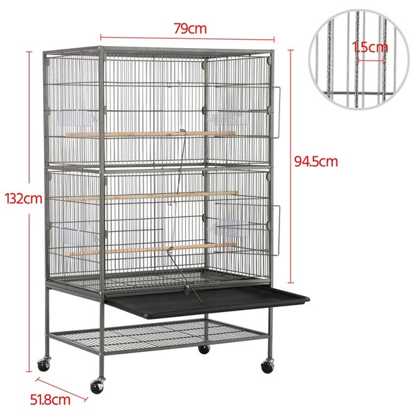 Yaheetech Vogelkäfig mit 2 Türen, Schwarz