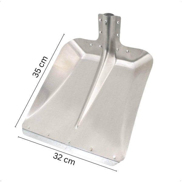 Schneeschaufel Blatt aus Aluminium mit 35 mal 32 Zentimeter Abmessungen