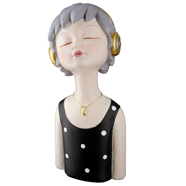 Figuren GILDE 2er Set LADY ELLA Dekoobjekte grau-schwarz Höhe 23cm Kunstharz