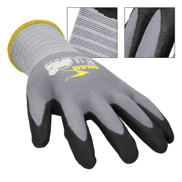 ECD Germany 72 Paar Galilee Arbeitshandschuhe Größe 8-M, Grau-Schwarz, Mikro-Nitrilschaum-Beschichtung, atmungsaktiv, Herren Schutzhandschuhe Montagehandschuhe Mechanikerhandschuhe Gartenhandschuhe