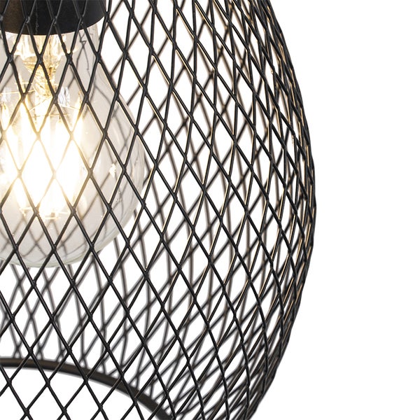 Drahtgeflecht-Hängeleuchte mit Glühbirne