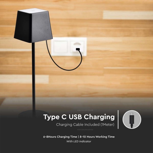 Tischleuchte mit USB-C-Ladefunktion und Ladekabel