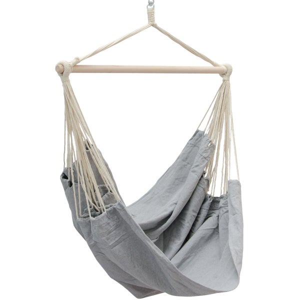 AMANKA 210cm Hängestuhlgestell inkl. XXL Hängestuhl 185x130cm Hängesessel Grau