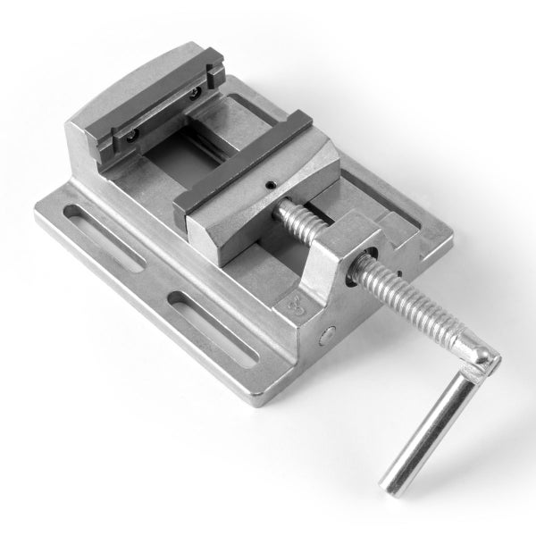 Maschinenschraubstock aus Metall mit Befestigungsschlitzen und Schraubgriff, Backenbreite 3 Zoll.