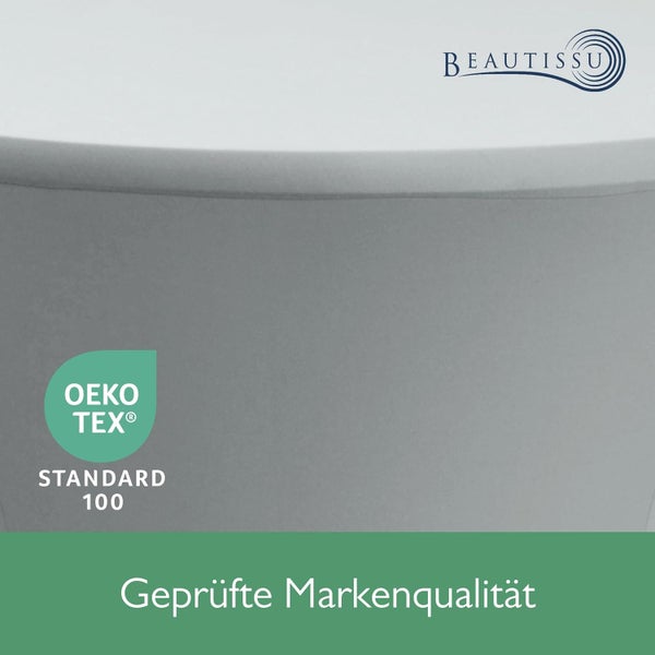 OEKO-TEX Standard 100 seal confirms textiles are tested for harmful substances. Beautissu Logo