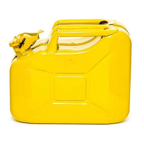 Gelber 10 Liter Kraftstoffkanister aus Metall
