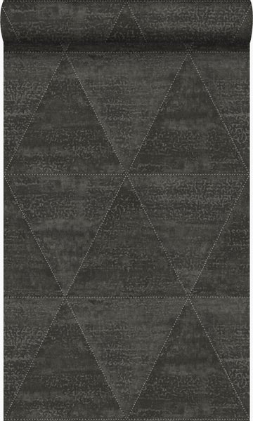 Origin Wallcoverings Tapete verwitterte Metalldreiecke Schwarz - 53 cm x 10,05 m - 337605